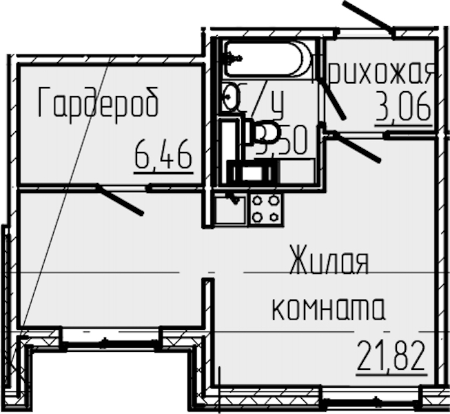 Квартира студия 34.84 м², 1/6 эт., ЖК «SERTOLOVO PARK»